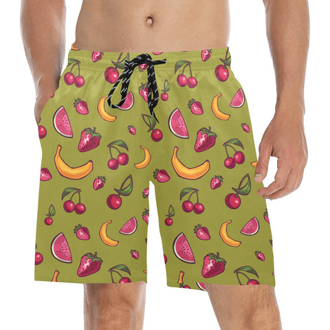 Fruit-Punch-Mens-Swim-Trunks-Olive-Green-Model-Front-View