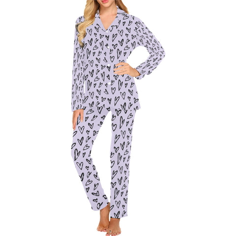 Crazy-Hearts-Womens-Pajama-Lavender-Semi-Front-View