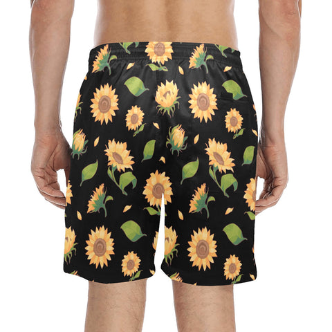 Sunflower-Men's-Swim-Trunks-Black-Model-Back-View