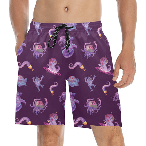 Eldritch-Horror-Men's-Swim-Trunks-Indigo-Model-Front-View