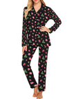 Strawberry-Womens-Pajama-Black-Closeup-Front-View