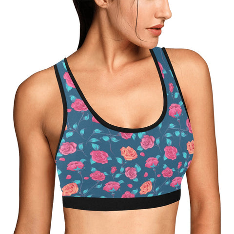 Painted-Roses-Womens-Bralette-Blue-Model-Side-View