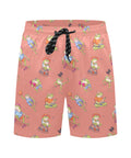 Frogs-Doing-Things-Men's-Swim-Trunks-Coral-Front-View