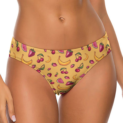 Fruit-Punch-Women's-Thong-Yellow-Model-Front-View