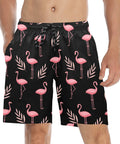 Flamingo-Men's-Swim-Trunks-Black-Model-Front-View