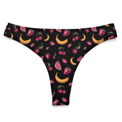 Fruit-Punch-Women's-Thong-Black-Product-Front-View