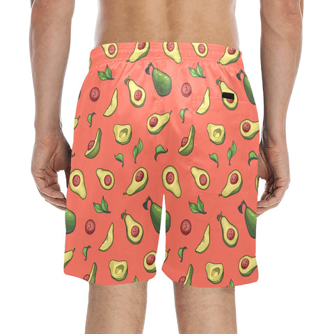 Happy-Avocado-Mens-Swim-Trunks-Orange-Model-Back-View