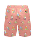 Frogs-Doing-Things-Men's-Swim-Trunks-Coral-Back-View