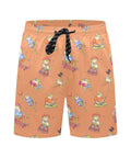 Frogs-Doing-Things-Men's-Swim-Trunks-Salmon-Front-View