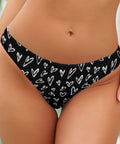 Crazy-Hearts-Women's-Thong-Black-Model-Front-View