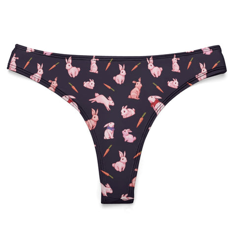 Bunny-Womens-Thong-Black-Product-Front-View