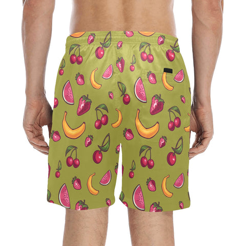 Fruit-Punch-Mens-Swim-Trunks-Olive-Green-Model-Back-View