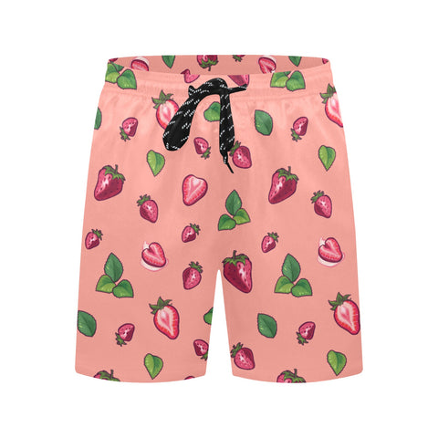Strawberry-Mens-Swim-Trunks-Coral-Front-View