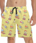 Frogs-Doing-Things-Men's-Swim-Trunks-Swamp-Green-Model-Front-View