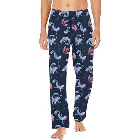 Axolotl-Mens-Pajama-Midnight-Blue-Model-Front-View