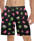 Watermelon-Mens-Swim-Trunks-Black-Model-Front-View