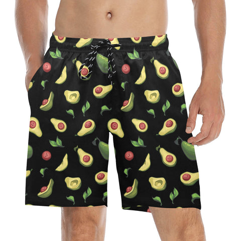 Happy-Avocado-Mens-Swim-Trunks-Black-Model-Front-View