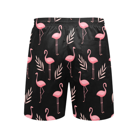Flamingo-Men's-Swim-Trunks-Black-Back-View