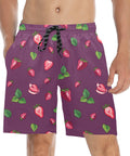 Strawberry-Mens-Swim-Trunks-Plum-Model-Front-View