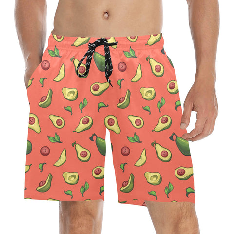 Happy-Avocado-Mens-Swim-Trunks-Orange-Model-Front-View