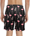 Flamingo-Men's-Swim-Trunks-Black-Model-Back-View