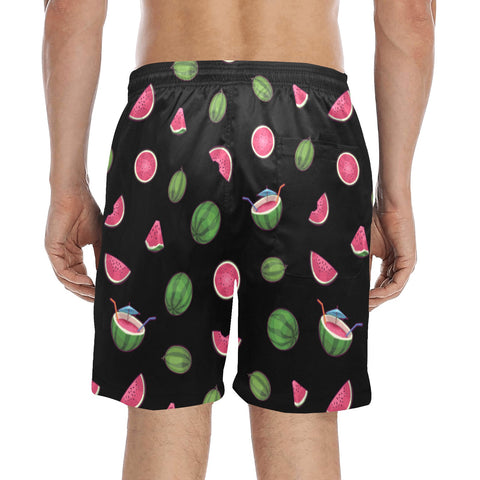 Watermelon-Mens-Swim-Trunks-Black-Model-Back-View