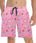 Banana-Split-Men's-Swim-Trunks-Hot-Pink-Model-Front-View