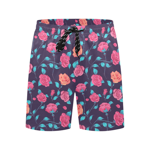 Painted-Roses-Mens-Swim-Trunks-Purple-Front-View