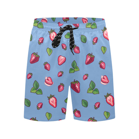 Strawberry-Mens-Swim-Trunks-Cornflower-Blue-Front-View