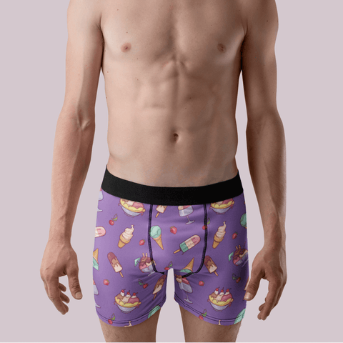 Banana-Split-Mens-Boxer-Briefs-Light-Purple-Model-Front-View
