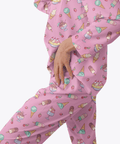 Banana-Split-Womens-Pajama-Hot-Pink-Semi-Side-View