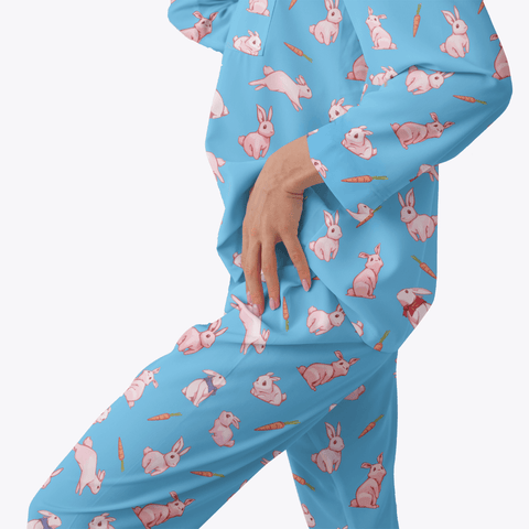 Bunny-Womens-Pajama-Sky-Blue-Semi-Side-View