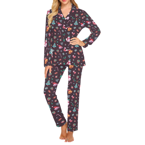 Christmas-Womens-Pajama-Dark-Purple-Front-View