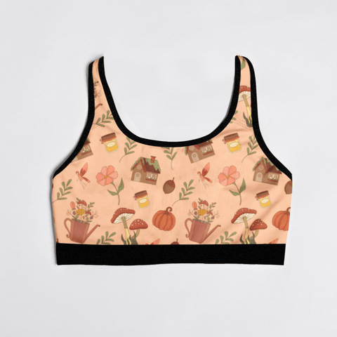Cottage-Core-Womens-Bralette-Peach-Prodcut-Front-View