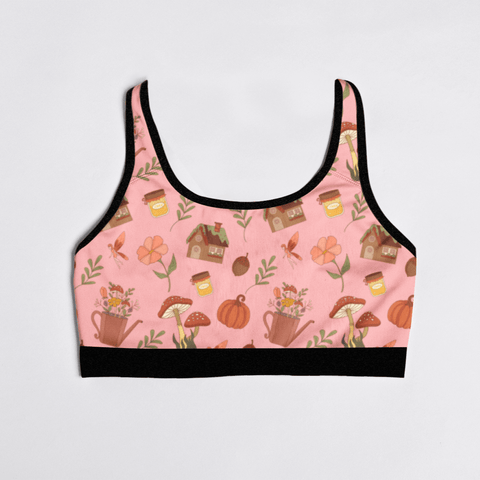 Cottage-Core-Womens-Bralette-Pink-Product-Front-View