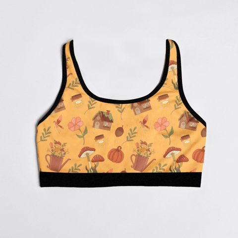 Cottage-Core-Womens-Bralette-Yellow-Prodcut-Front-View