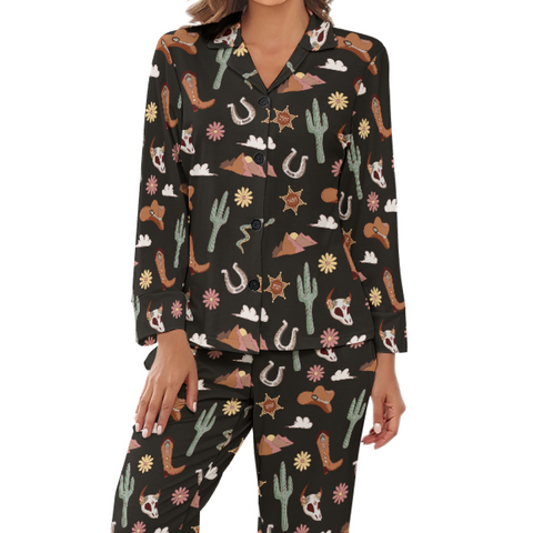 Country-Womens-Pajama-Black-Front-View