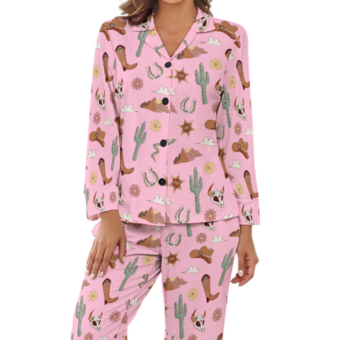 Country-Womens-Pajama-Pink-Front-View