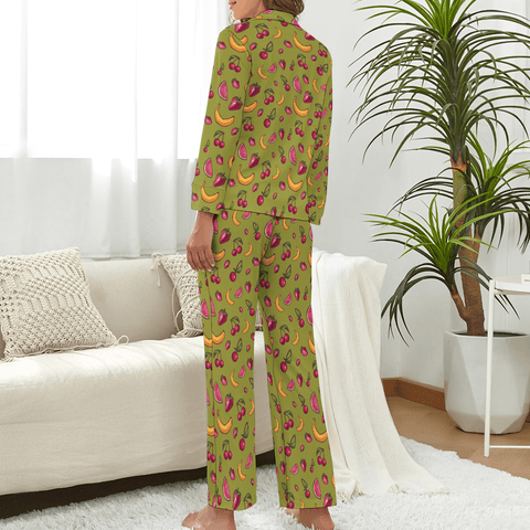 Fruit-Punch-Womens-Pajama-Olive-Green-Rear-View