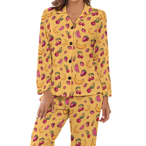 Fruit-Punch-Womens-Pajama-Yellow-Front-View