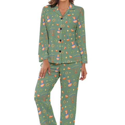 Hanukkah-Womens-Pajama-Forest-Front-View