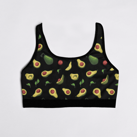 Happy-Avocado-Womens-Bralette-Black-Product-Front-View