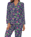 Jungle-Flower-Womens-Pajama-Purple-Pink-Front-View