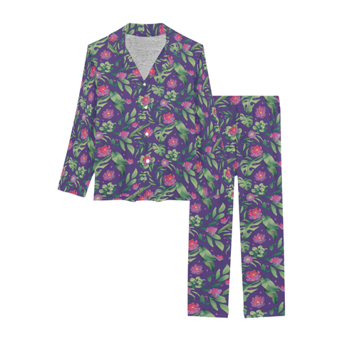 Jungle-Flower-Womens-Pajama-Purple-Pink-Product-View