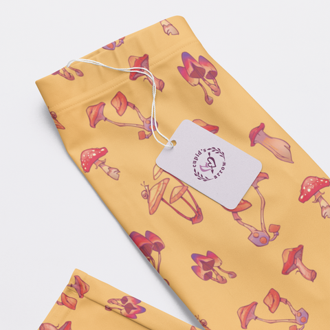 Mushroom-Mens-Pajama-Yellow-Closeup-Product-View