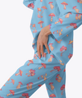 Mushroom-Womens-Pajama-Sky-Blue-Semi-Side-View