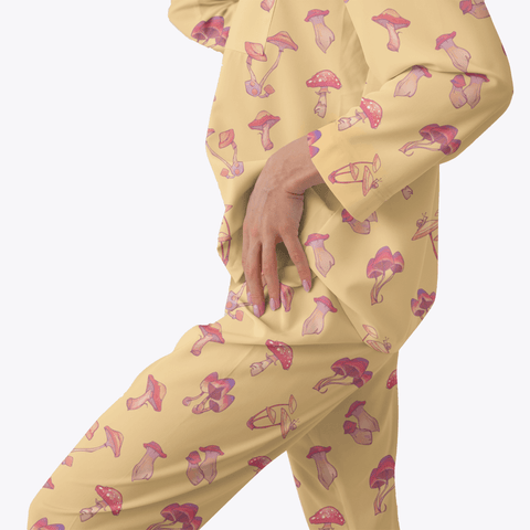 Mushroom-Womens-Pajama-Yellow-Semi-Side-View