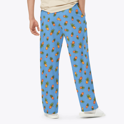 Pineapple-Mens-Pajama-Cornflower-Blue-Rear-View