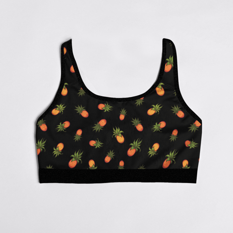 Pineapple-Womens-Bralette-Black-Product-Front-View