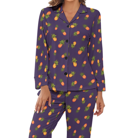 Pineapple-Womens-Pajama-Dark-Purple-Front-View